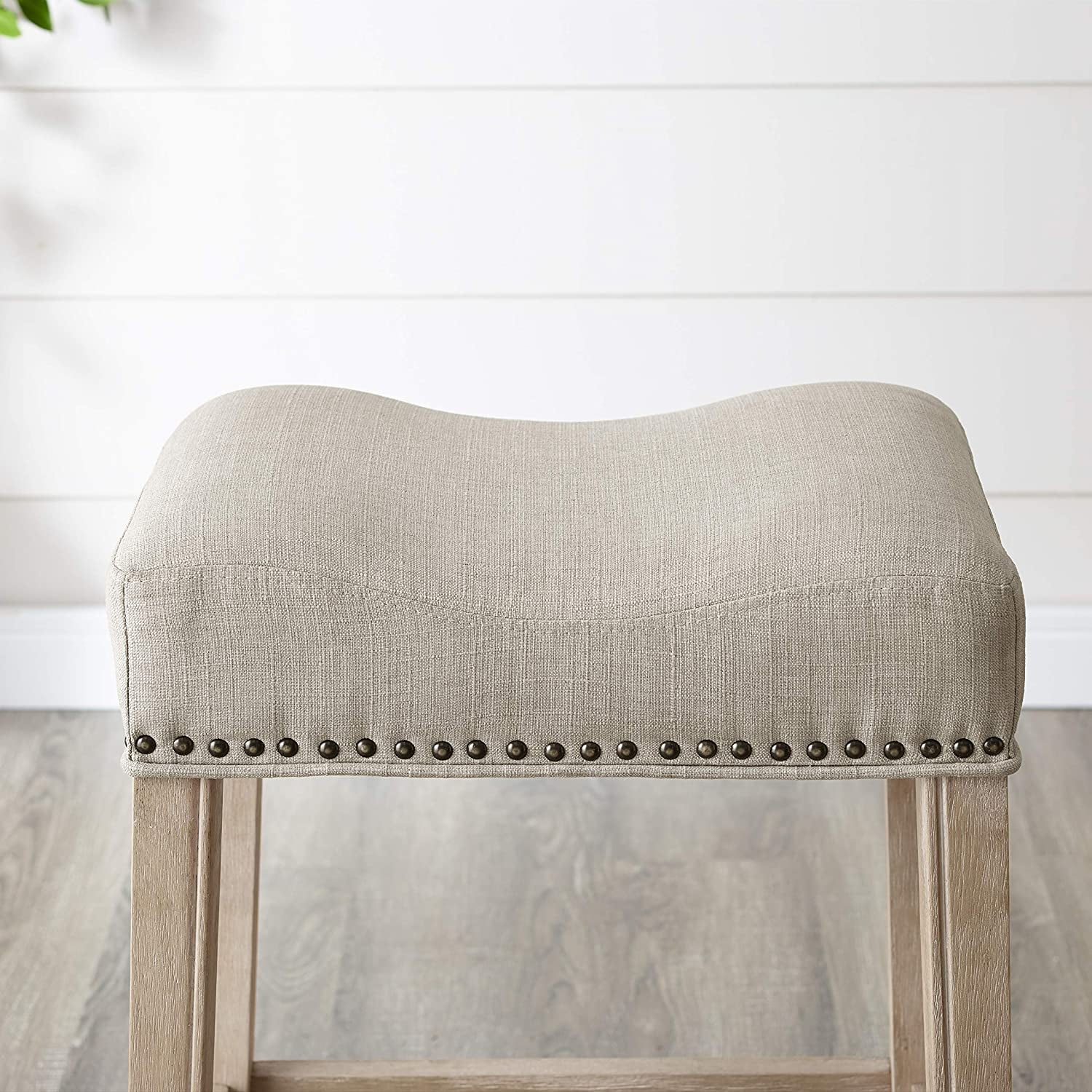 Roundhill  Coco Upholstered Backless Saddle Seat  Stools 29" Height   Gray