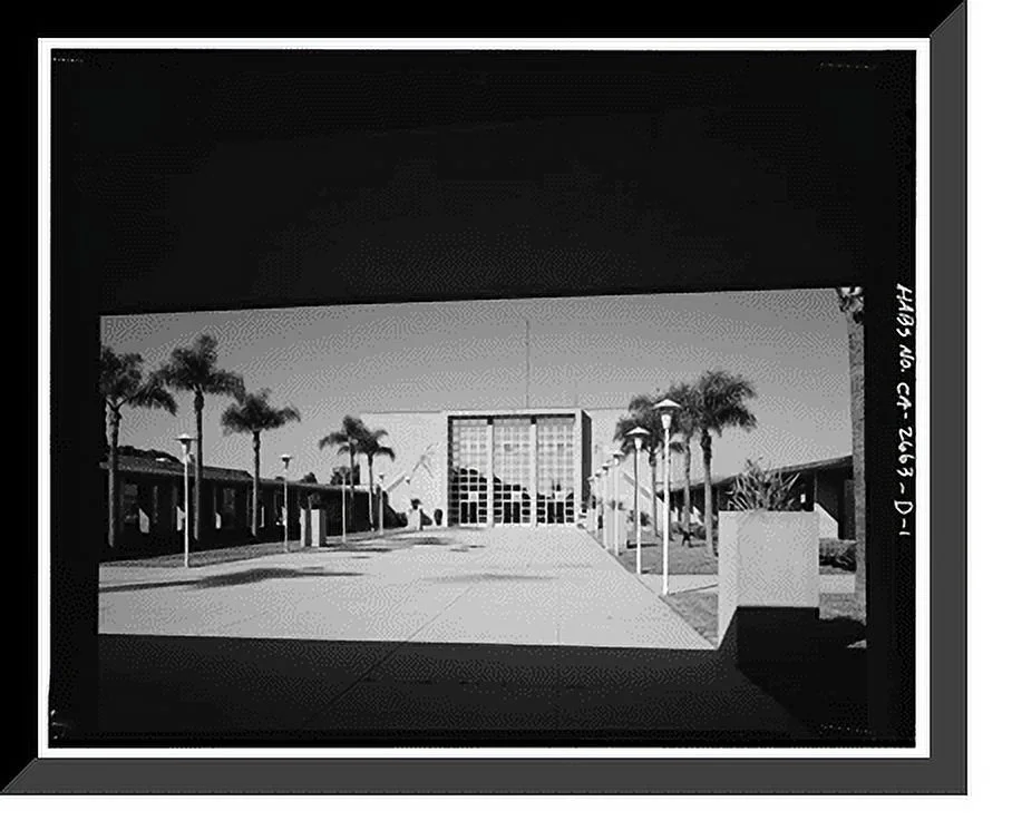 Historic Framed Print, Roosevelt Base, Auditorium-Gymnasium, West Virginia Street between Richardson & Reeves A, Long Beach, Los Angeles County, CA, 17-7/8