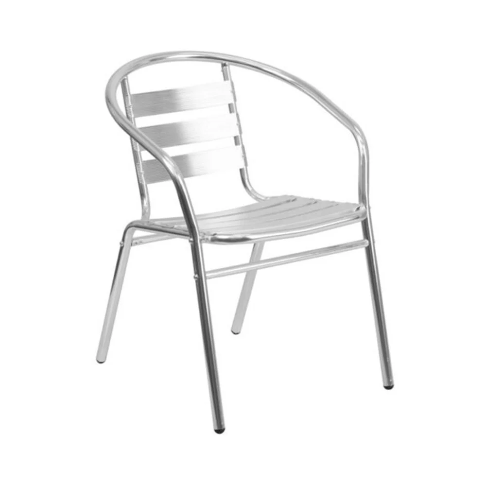 Aluminum Slat Back Dining Chair Silver - 22x15