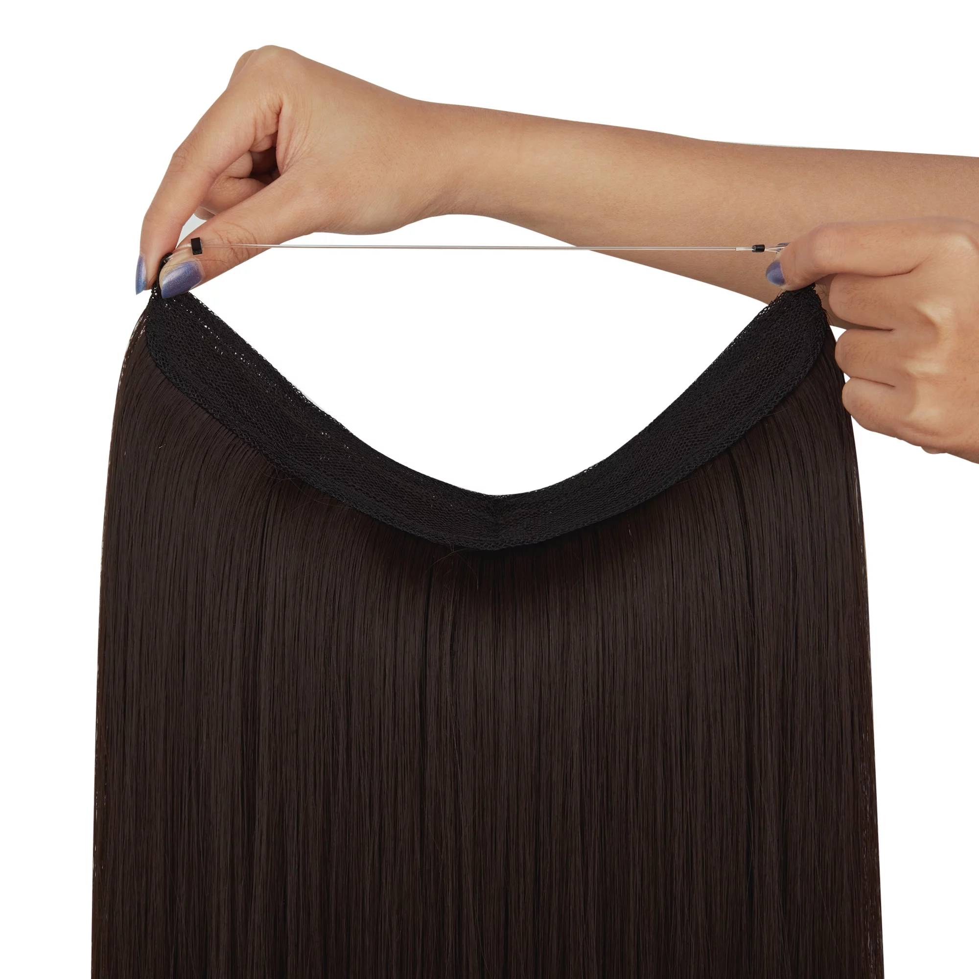 Youloveit 22Inchs Straight Miracle Translucent Invisible Wire Wire Hidden Extensions Fish Line on Synthetic Straight Hair Extensions Hairpieces No Clip (Dirty Blonde - 18H613)