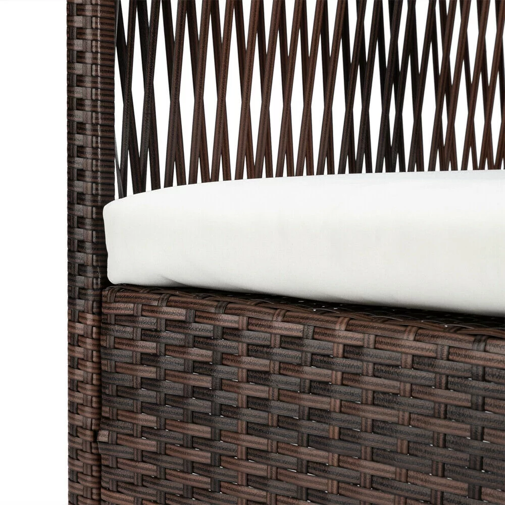 QHTT 4Pcs Garden Patio PE Rattan Set Single Chairs Seat & Coffee Table Loveseat Brown Gradient