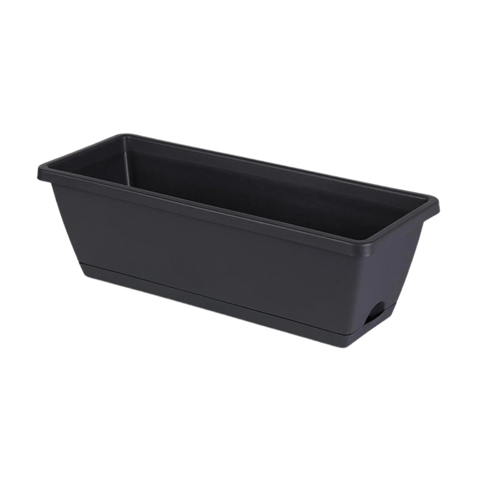 figatia 2x Window Box Planter Flower Pot Rectangle Plant Containers Decors Organizer Plant Pot Planter Boxes for Indoor Plants Garden Dark Grey