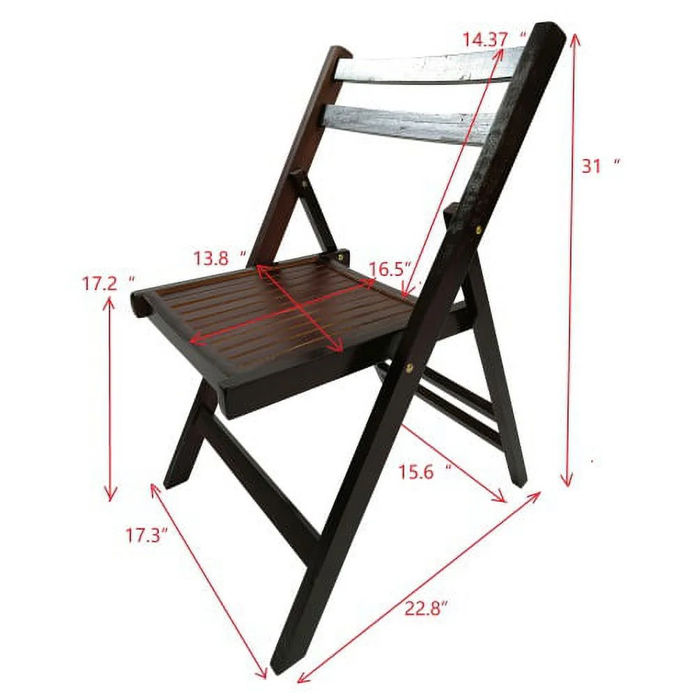 Buumin Furniture Slatted Wood Folding Special Event Chair - Cherry, Set of 4, FOLDING CHAIR, FOLDABLE STYLE