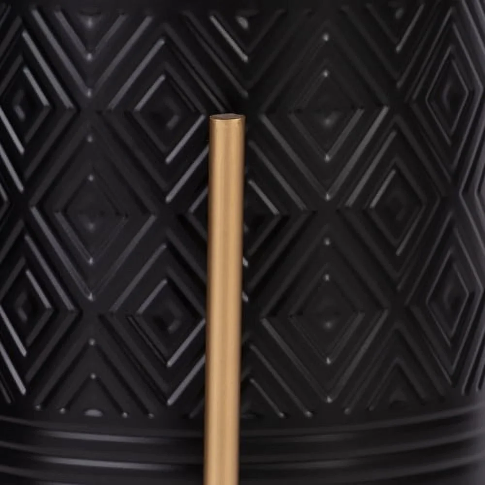 Buumin S/2 AZTEC PLANTER ON METAL STAND, BLACK/GOLD