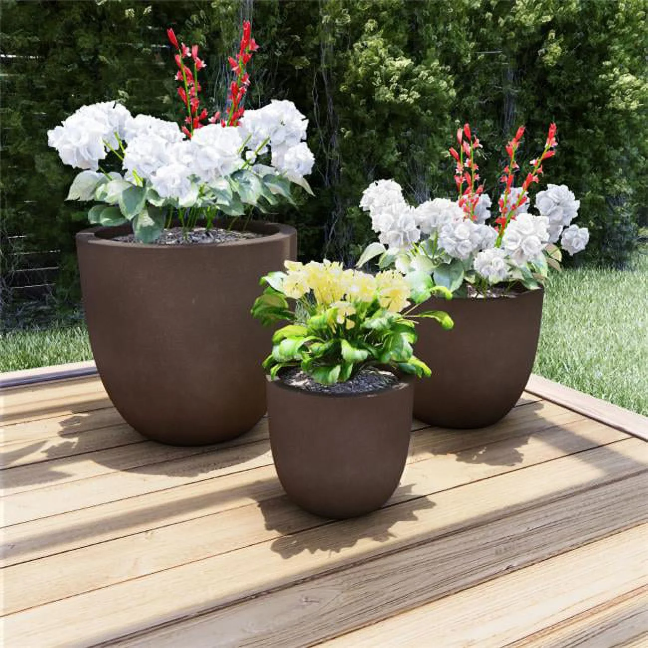 Fiber Clay Planters - Antique Brown - Set of 3