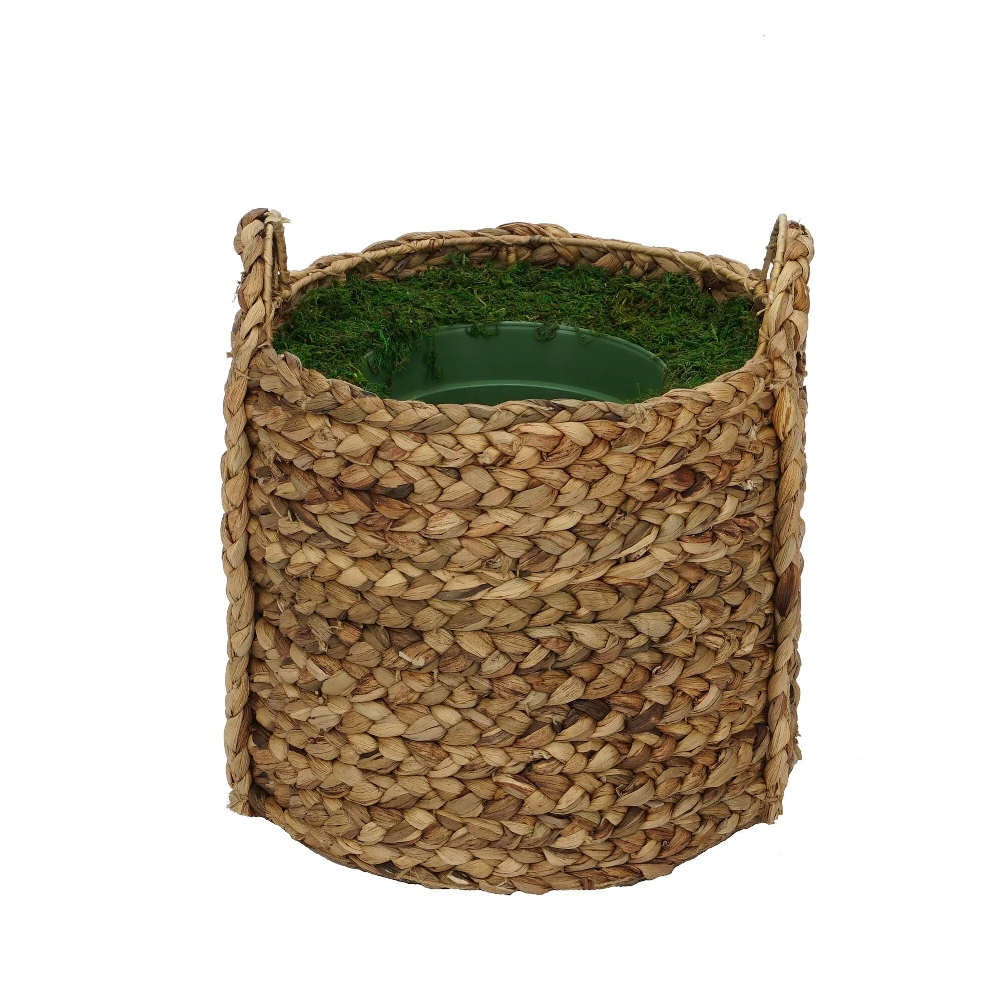 Large Braided Water Hyacinth Basket Planter Pot-in-a-Pot Natural