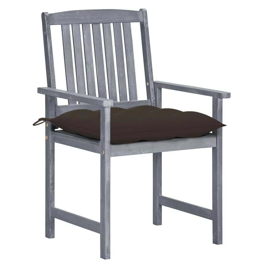 Irfora Patio Chairs with Cushions 2 pcs Gray Solid Acacia Wood