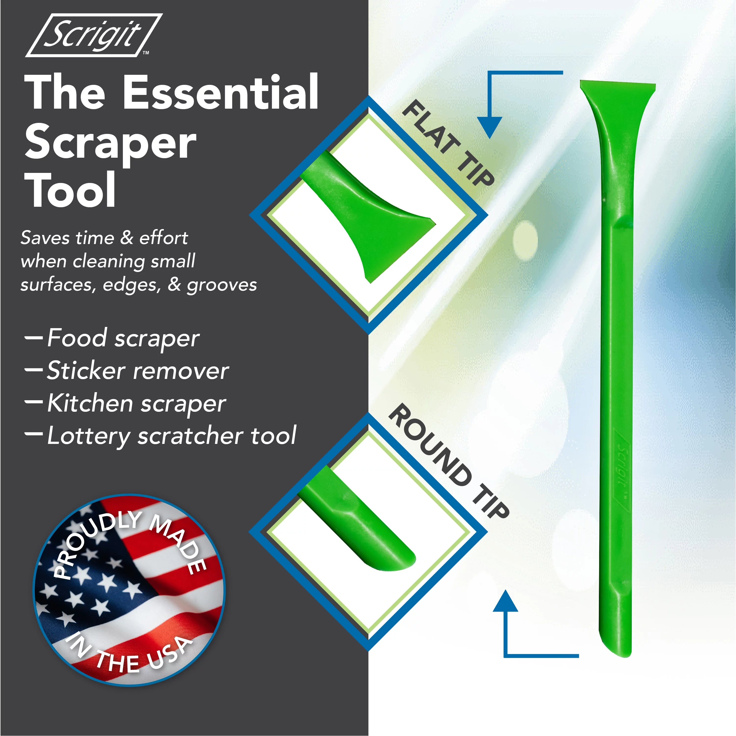 Scrigit Scraper: No-Scratch Plastic Tool, 3 Pack Wider -  Multi-Use Tool for Removing Food, Labels, Stickers, Paint, Grease
