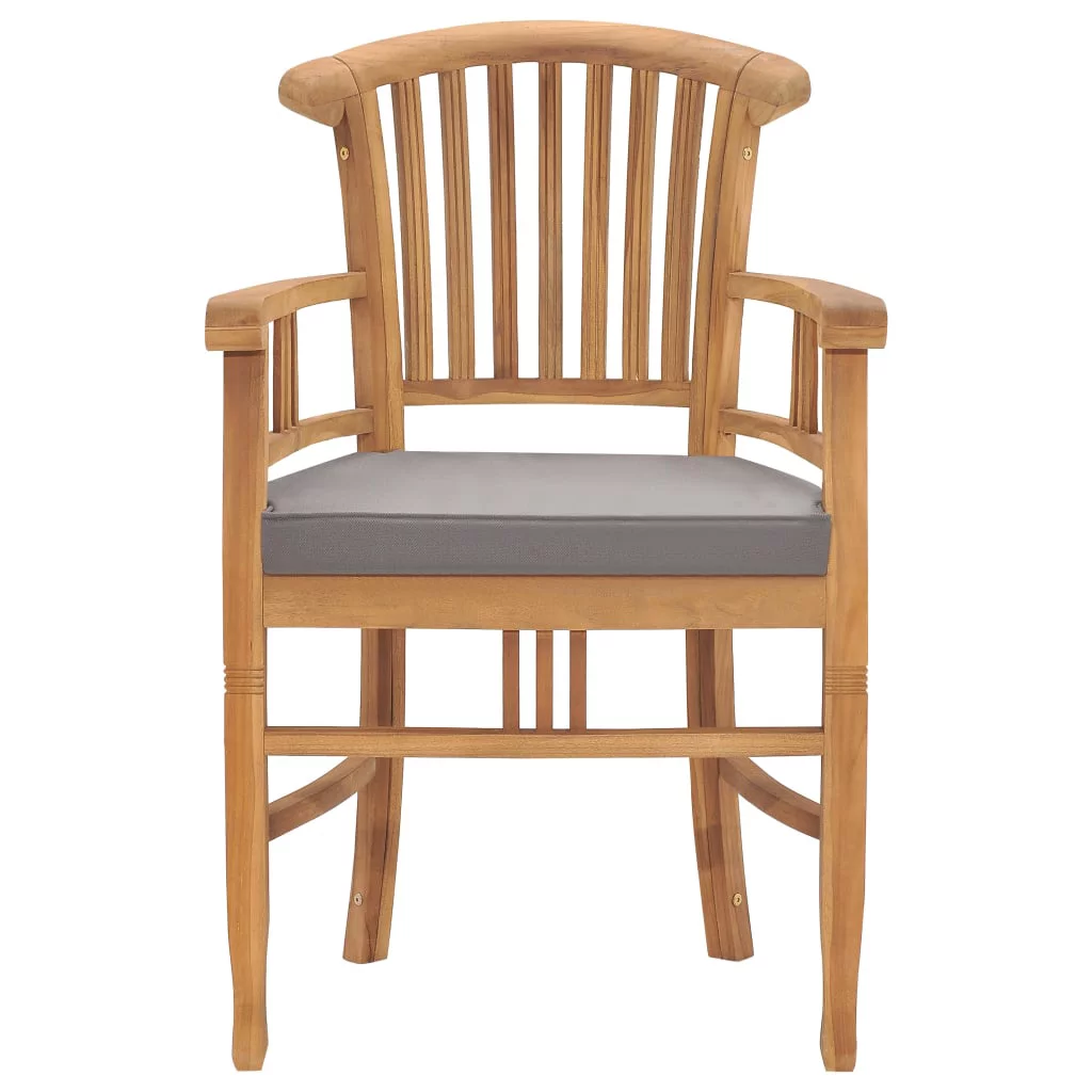 Walmeck 3 Piece Patio Dining Set with Cushions Solid Teak Wood