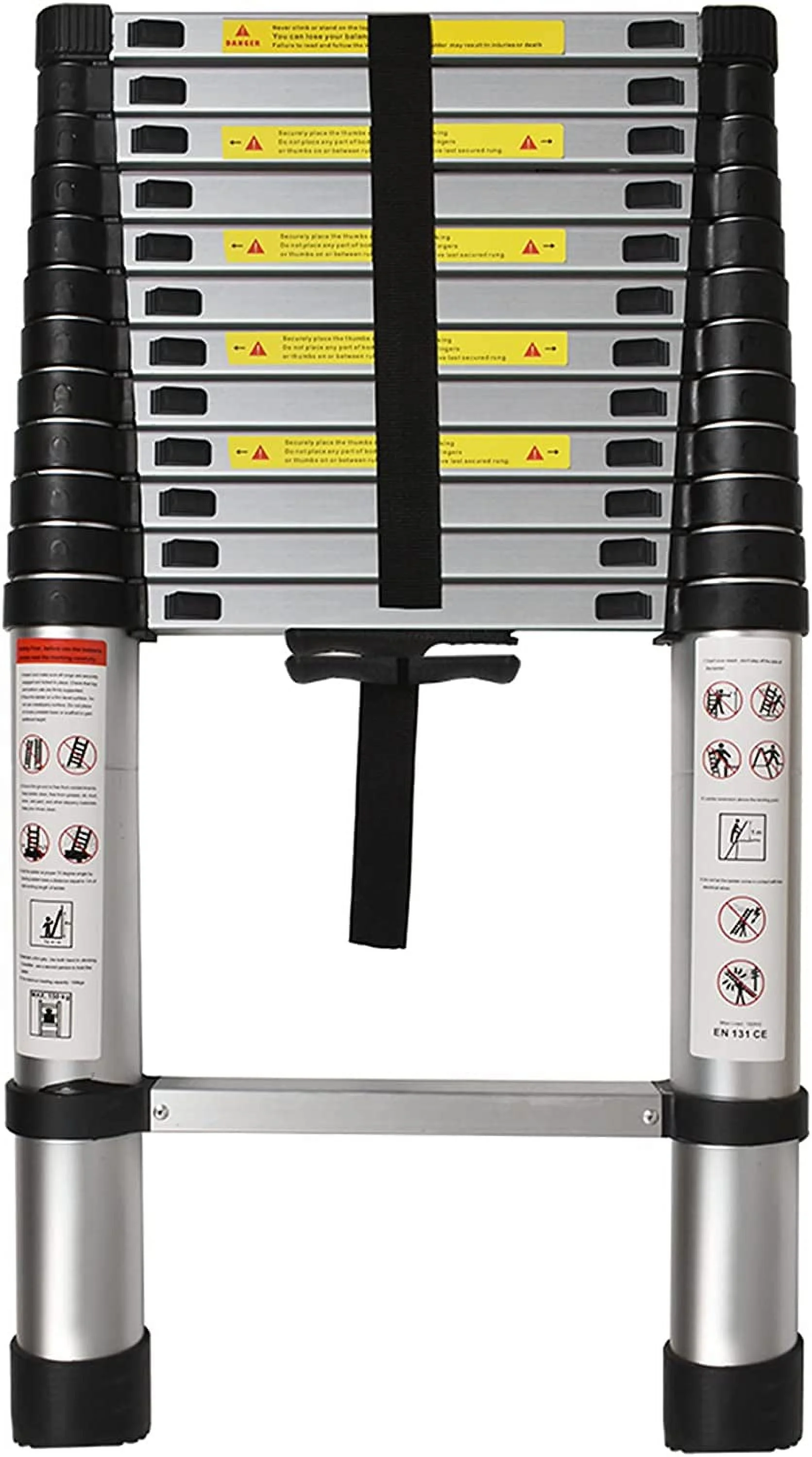 OUWI 14.5 FT Telescoping Ladder, Aluminum Collapsible Ladder, Portable Folding Ladder 330LB Capacity Multi-Purpose Compact Ladder for Household Or Outdoor Work