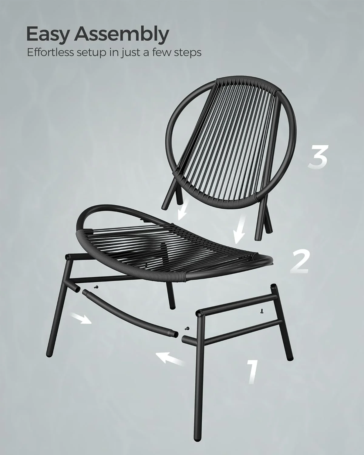 Patio Furniture Set 3 Pieces, Garden Bistro Set, Acapulco Chairs, Outdoor Seating, Side Table and 2 Chairs, Indoor and Outdoor Conversation Set, Balcony Porch, Lake Blue UGGF021L01