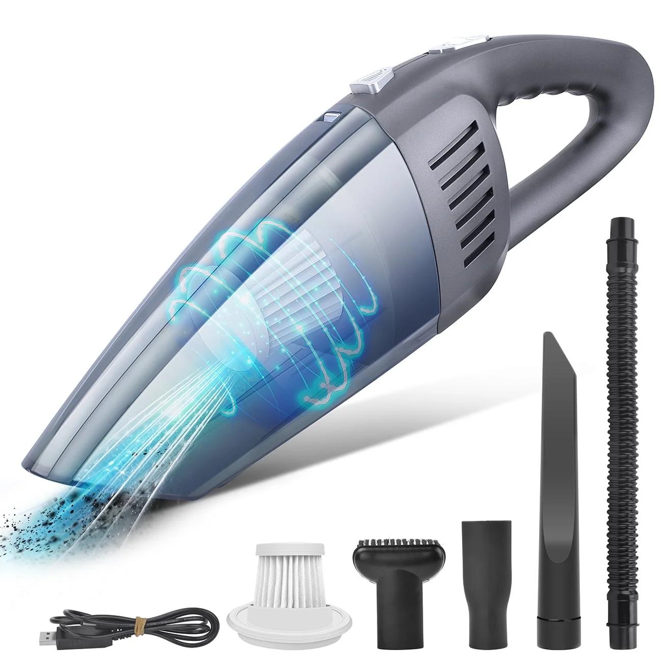 Besunny Cordless Hand Vacuum Cleaner, 8KPA Wet Dry Handheld Vacuum, Rechargeable Car Vacuum Cleaner