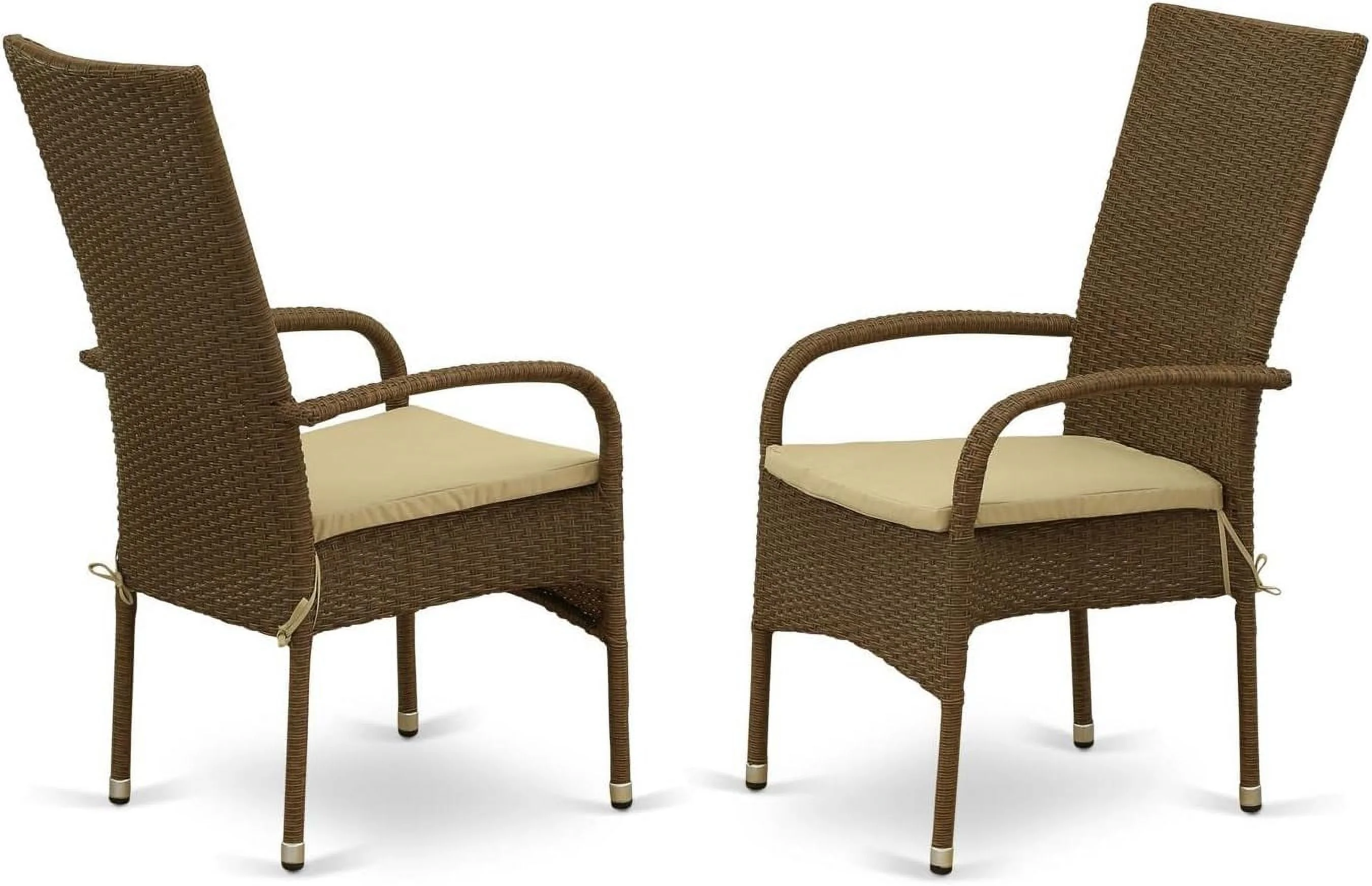 OSLC102A Oslo Patio Bistro Wicker Dining Chairs With Cushion, Set Of 2, Brown