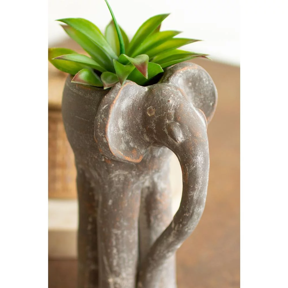Kalalou Inc Tall Clay Elephant Planter