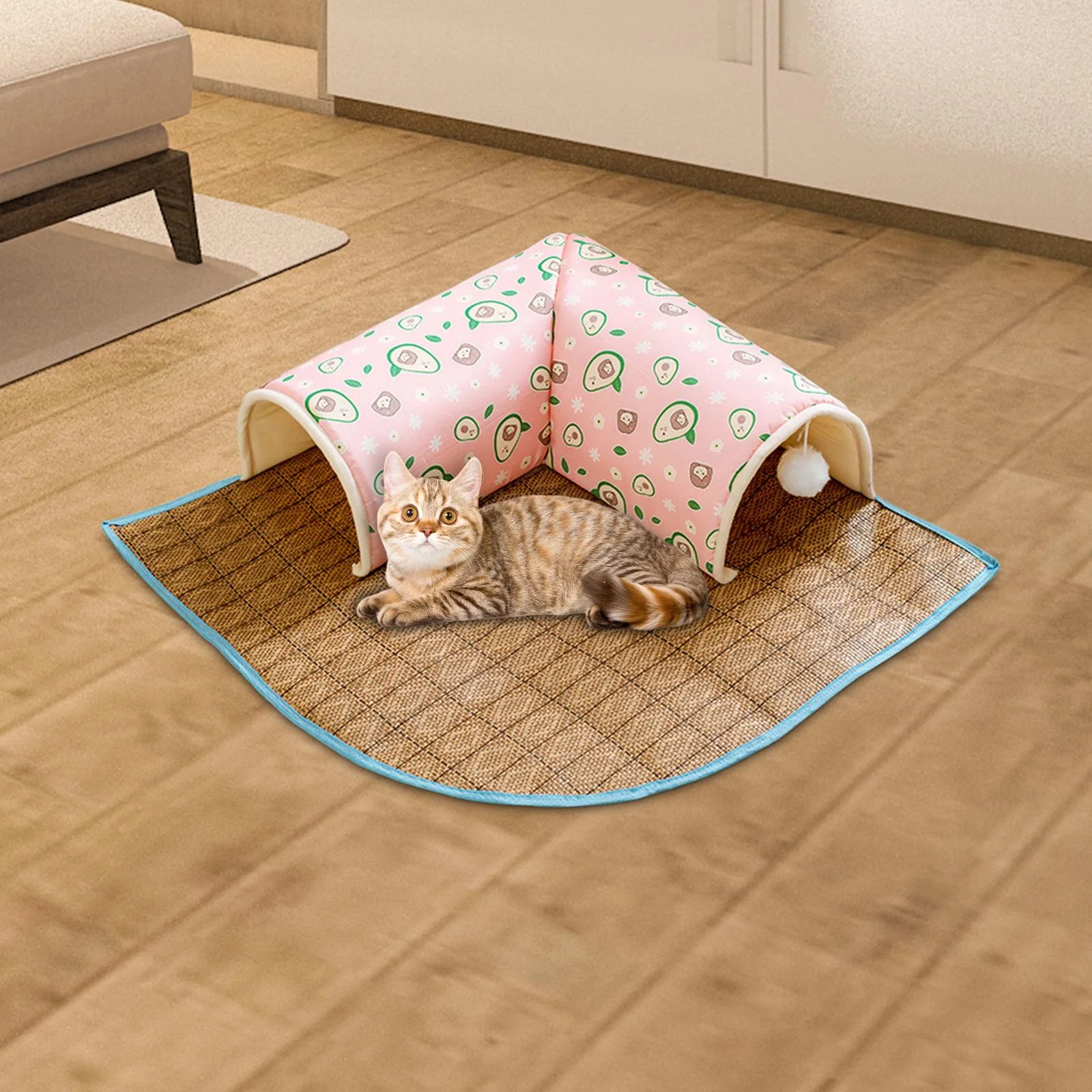 Menolana Cat Tunnel Bed Autumn Warm Tunnel Mat Playground Interactive Play Center for Outdoor Indoor Cats Small Animals Hamster Kitten