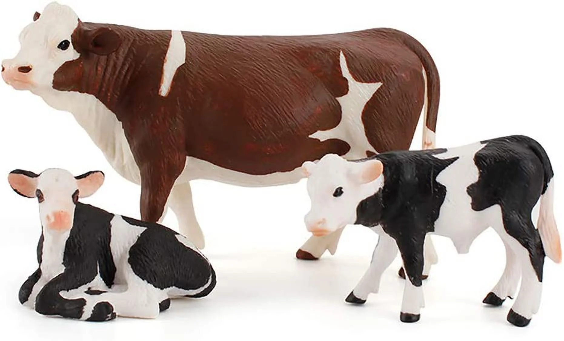 DOYIFUN Set of 4 Realistic Farm Cow Model Figure Toy Set, Cow Figurines Collection Playset with Farm Keepers, Farm Meadows Pasture Cow Statues Preschool Science Educational Learn Cognitive Toys
