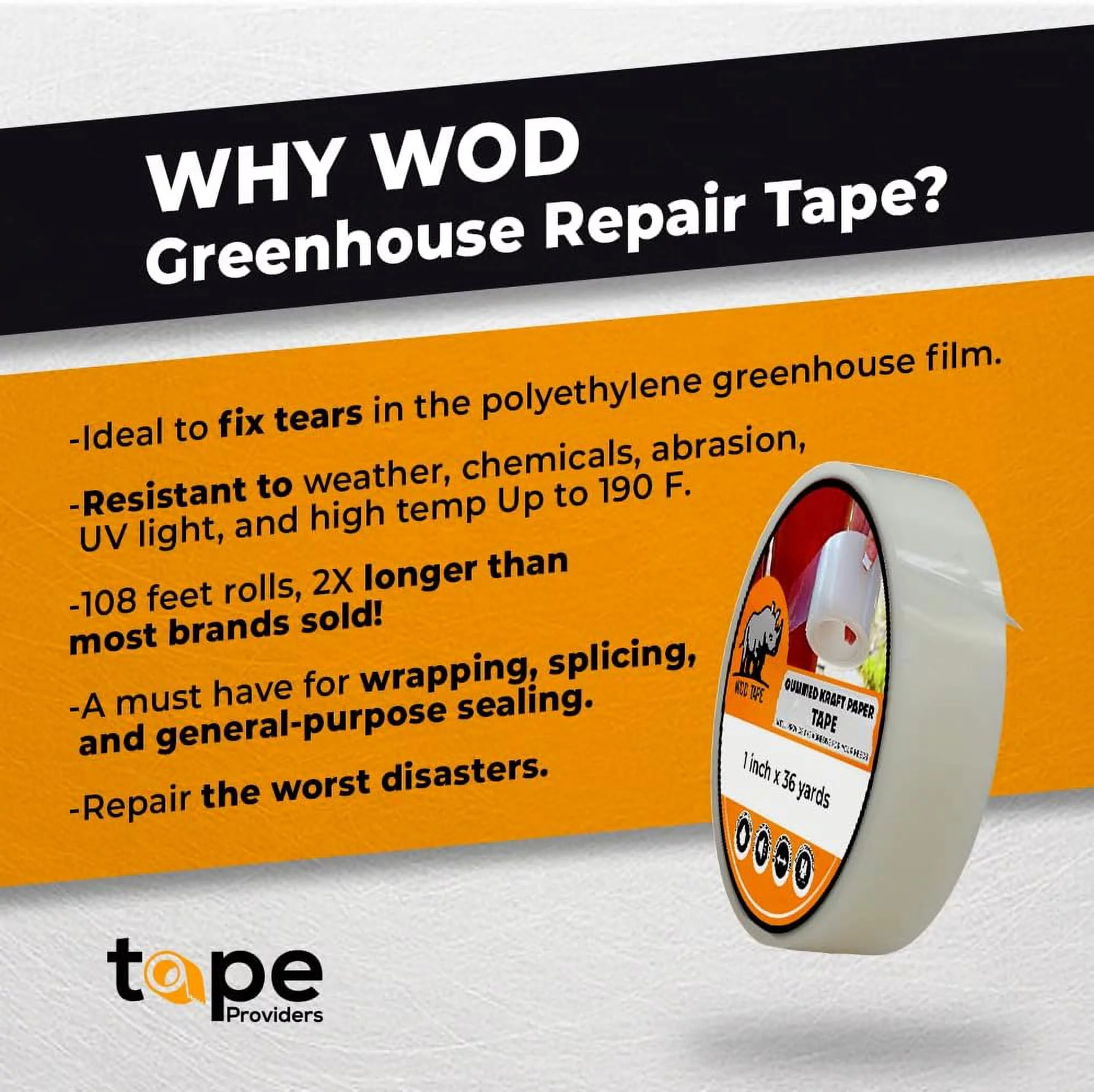 GHT5A Greenhouse Repair Tape, Clear - 2 Inch X 108 Ft. Strong Weaerseal eylene Film Tape, Long Term UV Exposure For Sealing  Seaming Used In Boating  RV Industry