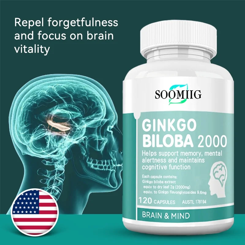 Soomiig Ginkgo Biloba Extract Supplement To Support Memory, Mental Alertness And Cognitive Function