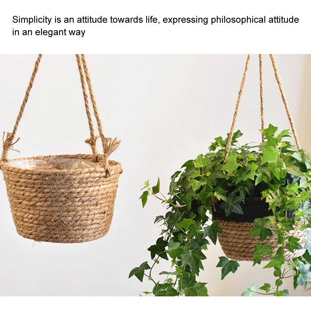 Jute Rope Hanging Planter Woven Plant Storage Basket Indoor Outdoor Flower Holder Macrame Plant Hangers Modern Home Decor