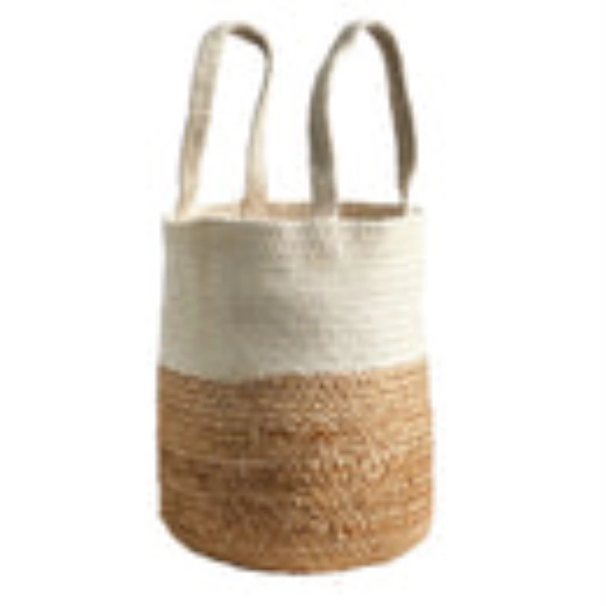 Nearly Natural  12.5 in. Handmade Natural Jute & Cotton Planter