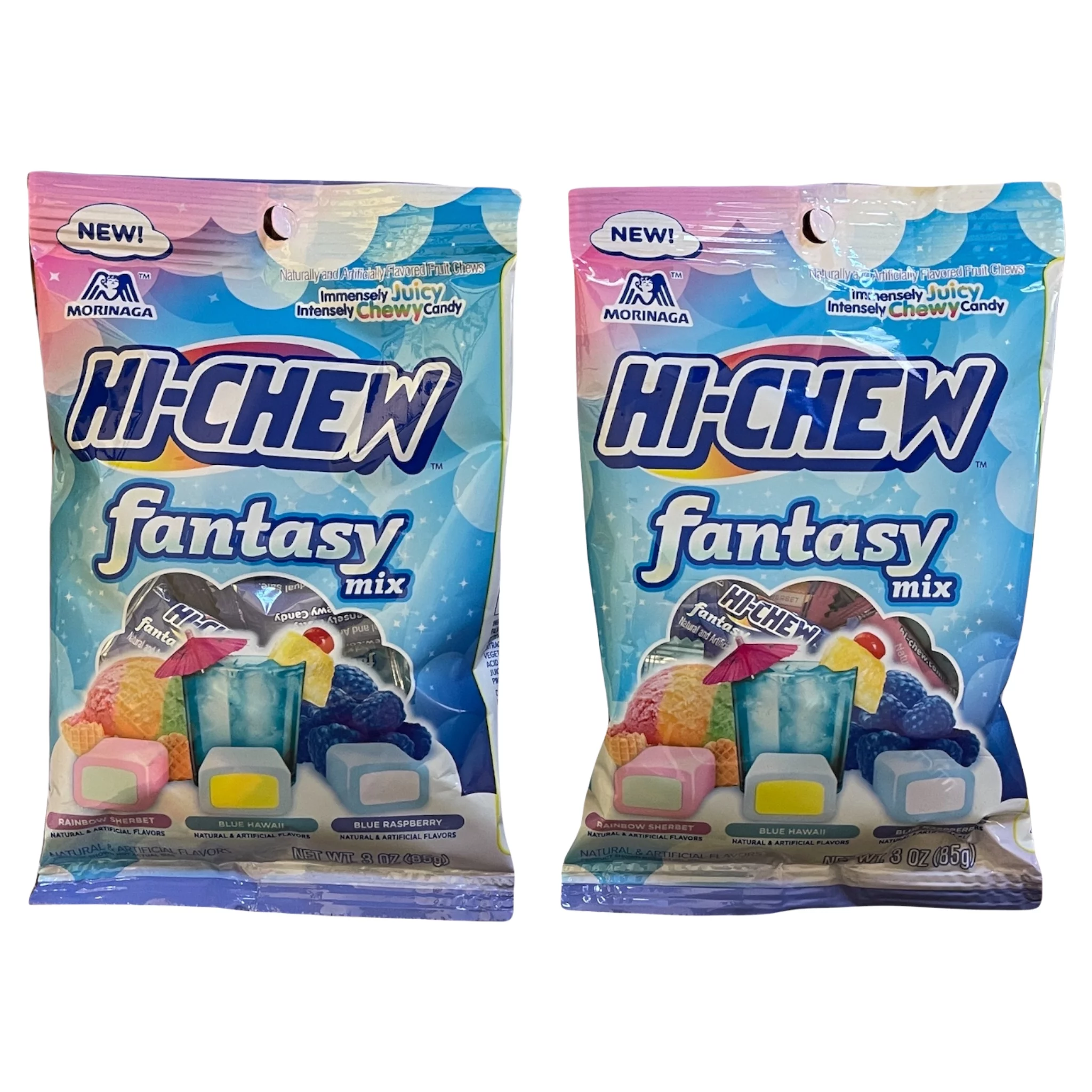 2PK Exclusive Hi-Chew FANTASY Mix - Blue Hawaii, Rainbow Sherbet, Blue Raspberry