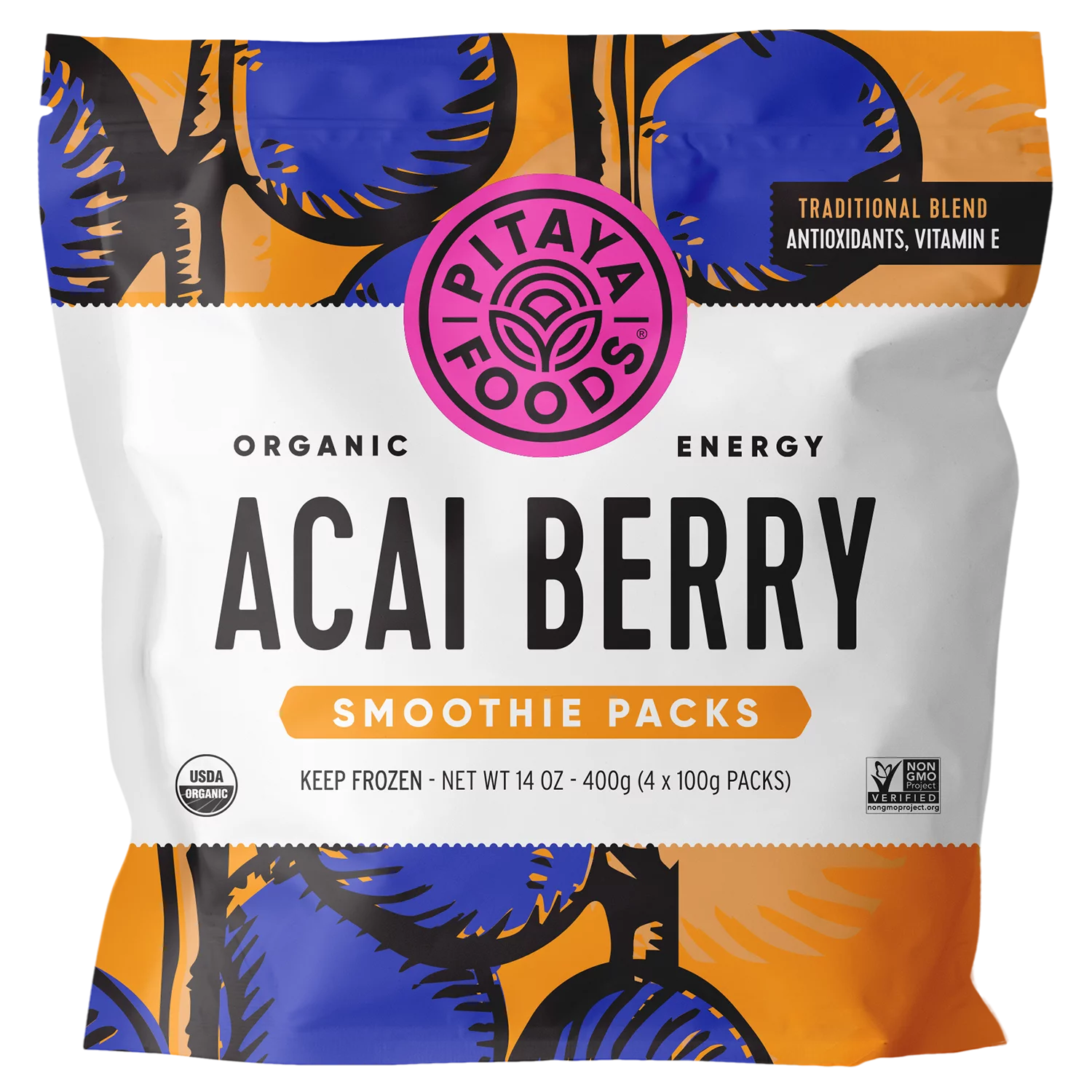 Pitaya Foods Frozen Organic Acai Fruit Smoothie Mix, 14 oz, 4pk