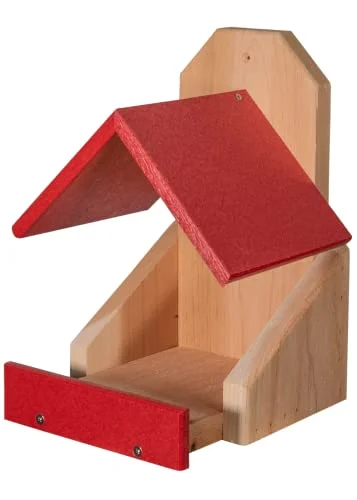JCs Wildlife Cedar Robin Roost Birdhouse with Recycled Poly Lumber Roof (Red)