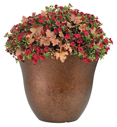 Classic Home And Garden Honeysuckle Patio Garden Planter, 15 Inch, Distressed Copper (Single Pack)