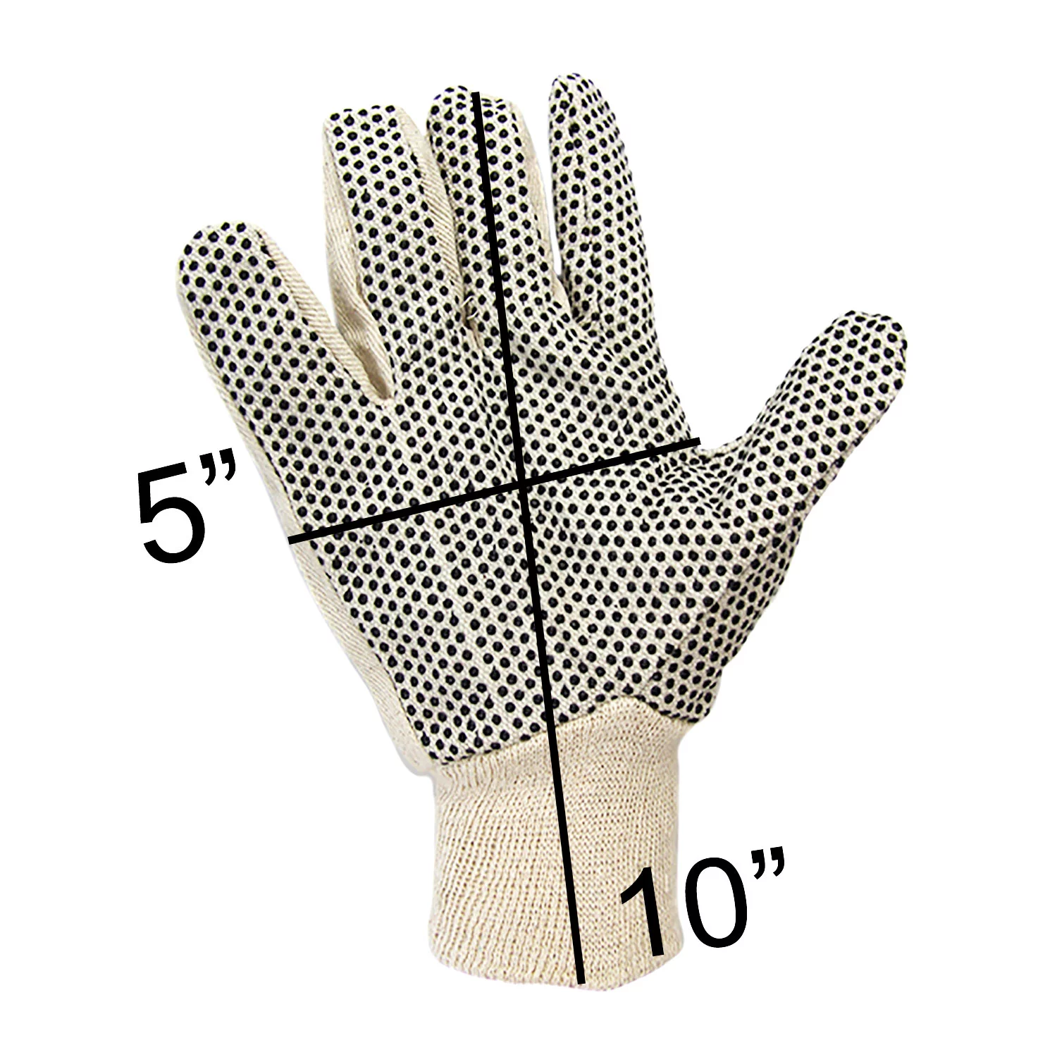 12 Pairs Large Cotton Canvas Knit Protection Work Gloves with Black PVC Dots for Hand Grip Painter Mechanic Gardening Glove for Men Women Beige 24 Count Bulk