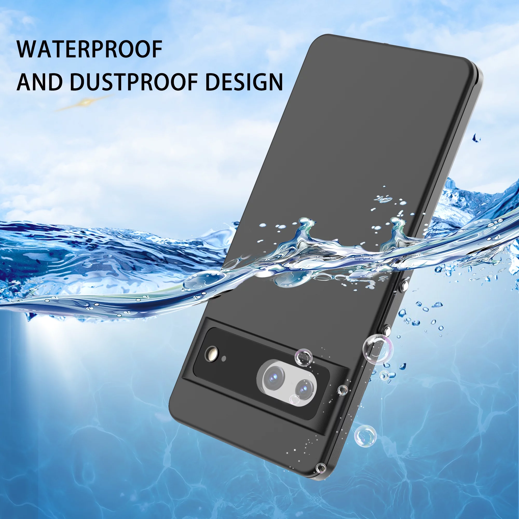 Shellify Waterproof Case for Google Pixel 7 with Built-in Screen Protector, Full Body Protection IP68 Underwater Rugged Cover Anti-Fall Dustproof Heavy Duty Protective for Google Pixel 7,Black