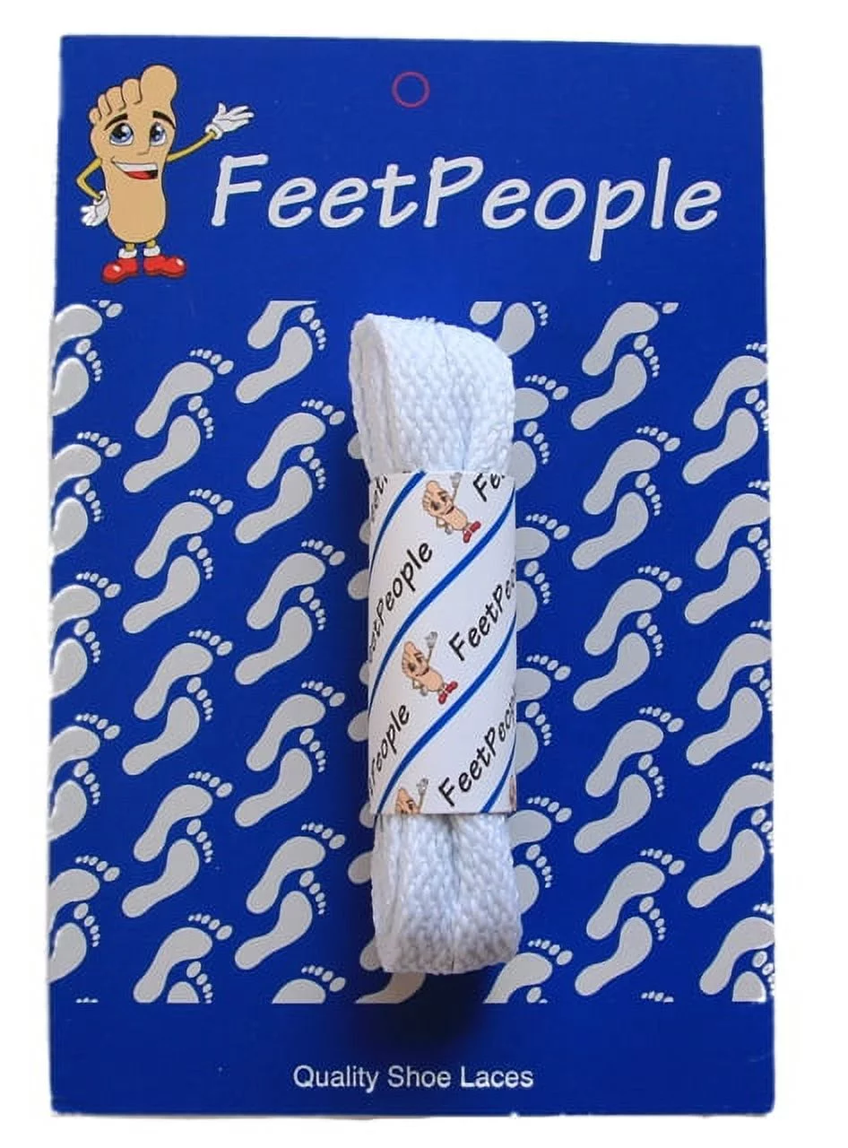 FeetPeople Flat Shoe Laces, White, 27 Inch