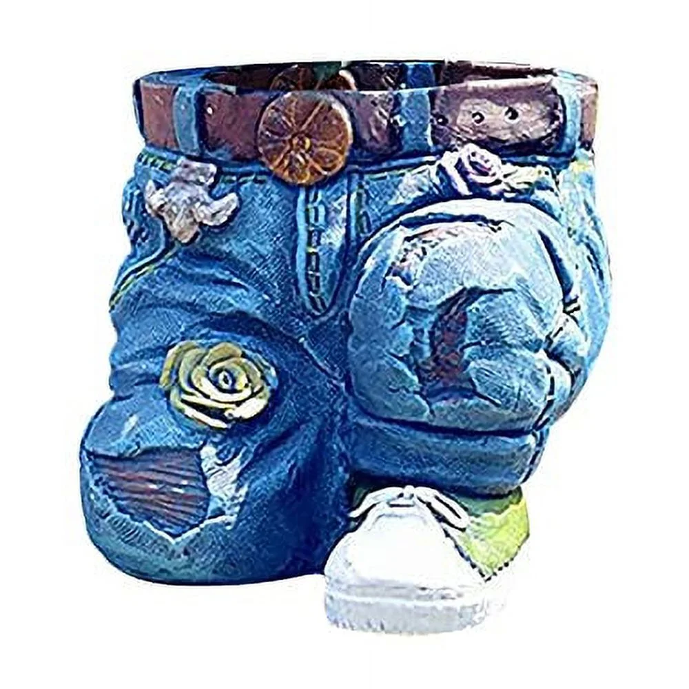 Creative Denim Pants Resin Flower Pot, Flower Planting Pots, Indoor Garden Planters, Planters for Outdoor Plants, Cute Planters, Decorative Resin DIY Flower Pots for Home Lawn Yard Outside Decor (B)