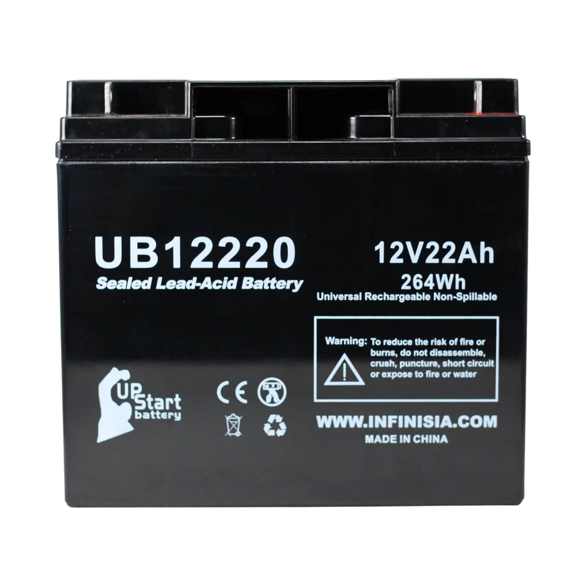 Compatible Hitachi HP1512P Battery - Replacement UB12220 Universal Sealed Lead Acid Battery (12V, 22Ah, 22000mAh, T4 Terminal, AGM, SLA)