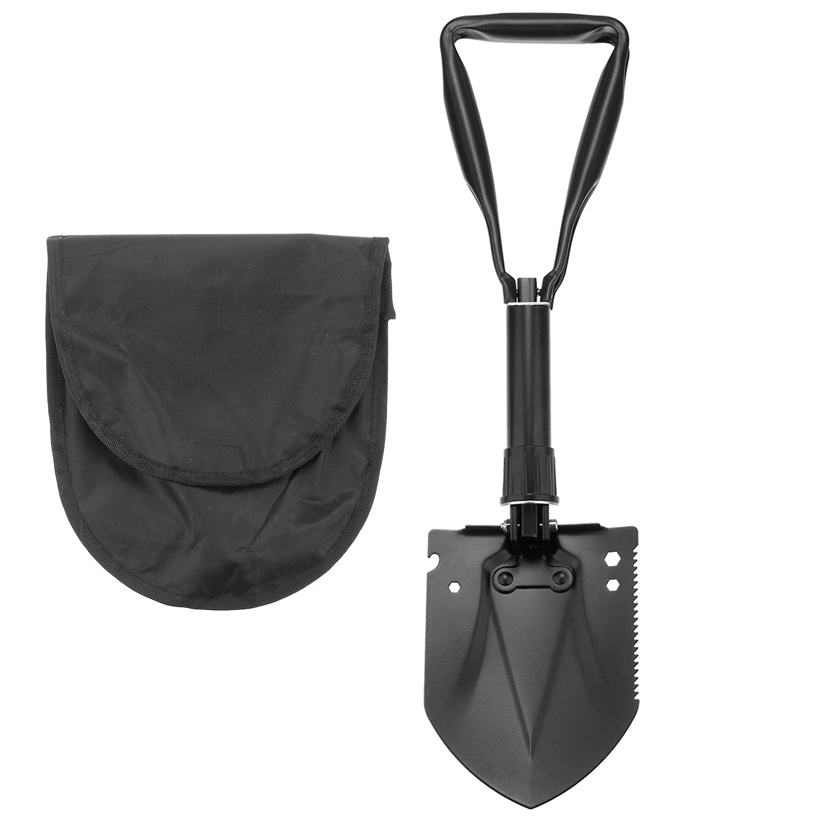Uxcell Multifunctional Folding Camping Shovels 58cm Adjustable Multi-Purpose Gardening Shovel with Carrying Bag Black