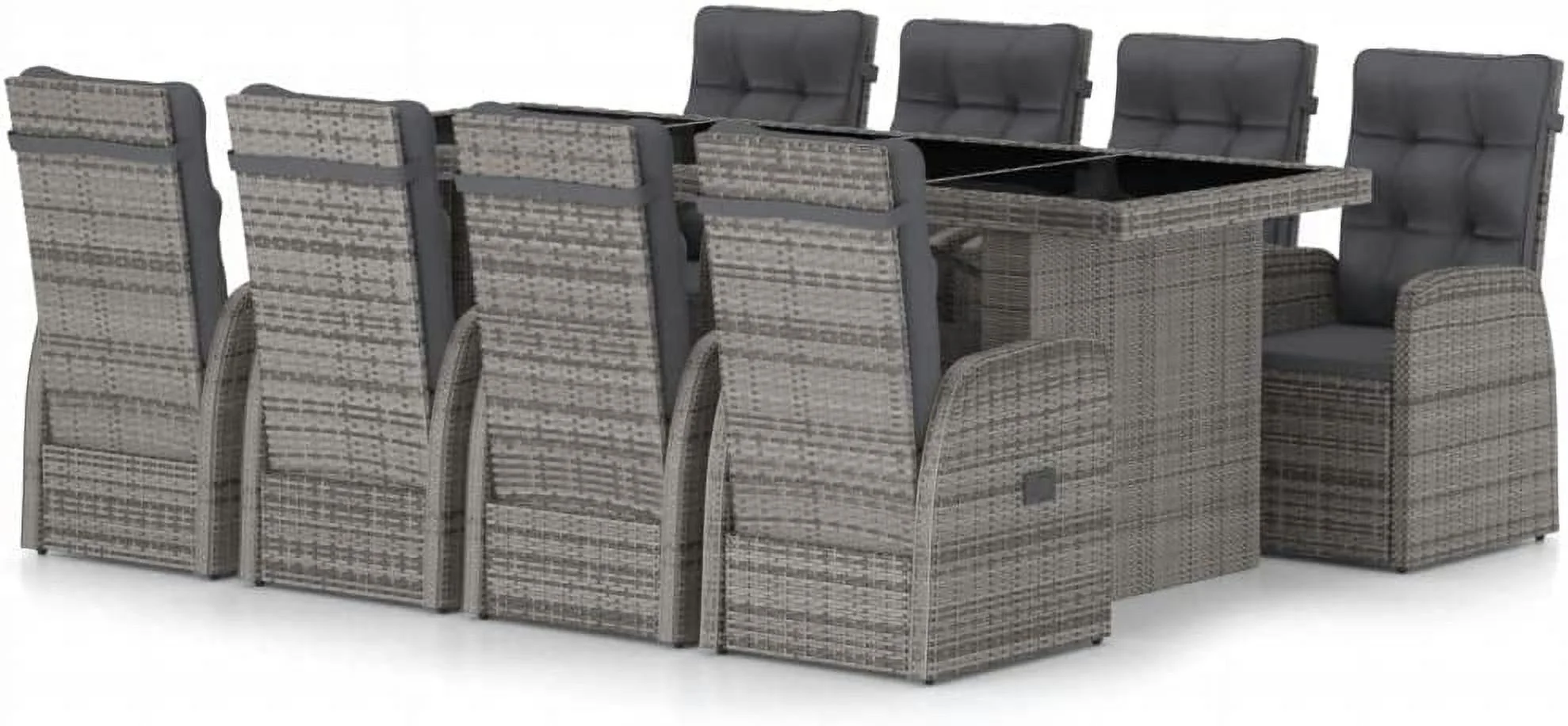 Outdoor Patio Chair  Recliner All Weather Backyard Conversation for Garden Poolside Balcony 7 Piece Patio Dining Set with Cushions Poly Rattan Gray