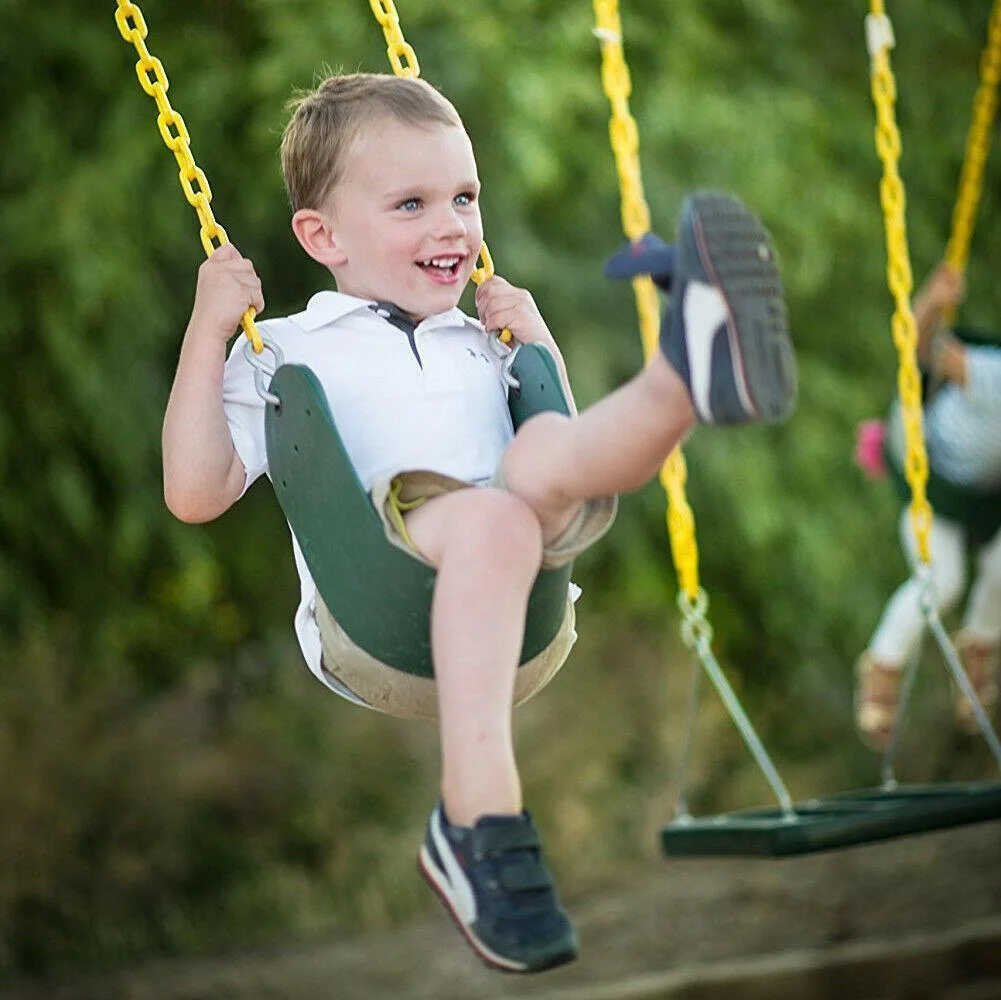 Swing Seat Heavy Duty Playing Swings Set Slides Chains Green Outdoor Indoor US