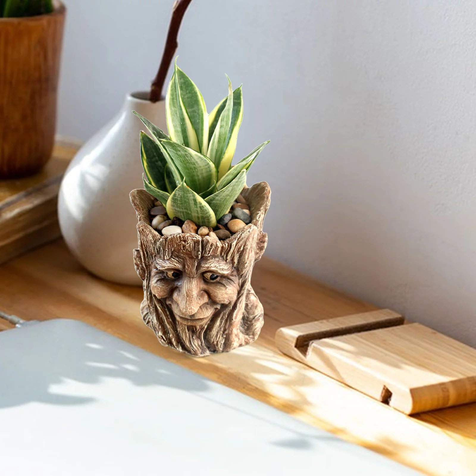 Bnnlsa Flower Pots Resin Archaize Flowerpot Archaize Old Man'S Head Container Creative Tree Man Flowerpot Plant Container