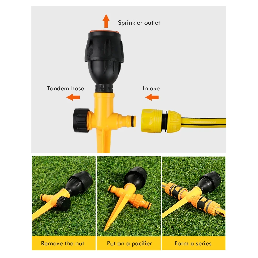 Garden Sprinkler 360° Rotating Auto Irrigation System Garden Lawn Sprinkler Grass Water Sprinkler System Garden Hose Sprinkler for Yard