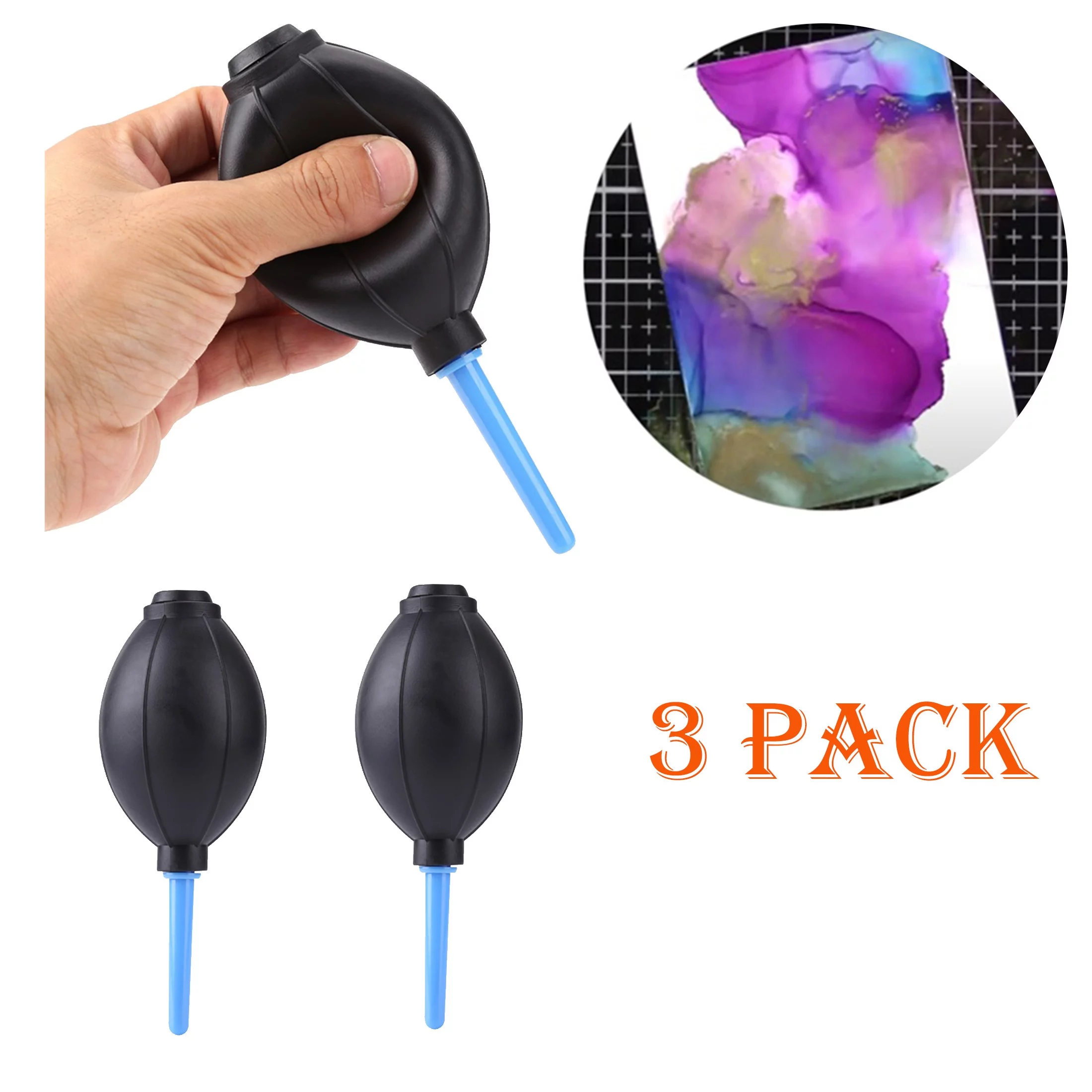Briartw 3 Pack Alcohol Ink Air Blower For Card Making Dispersing Inks Powerful Blowing Dust Removal,Multifunctional Powerful Environmental Protection Blowing Balloon