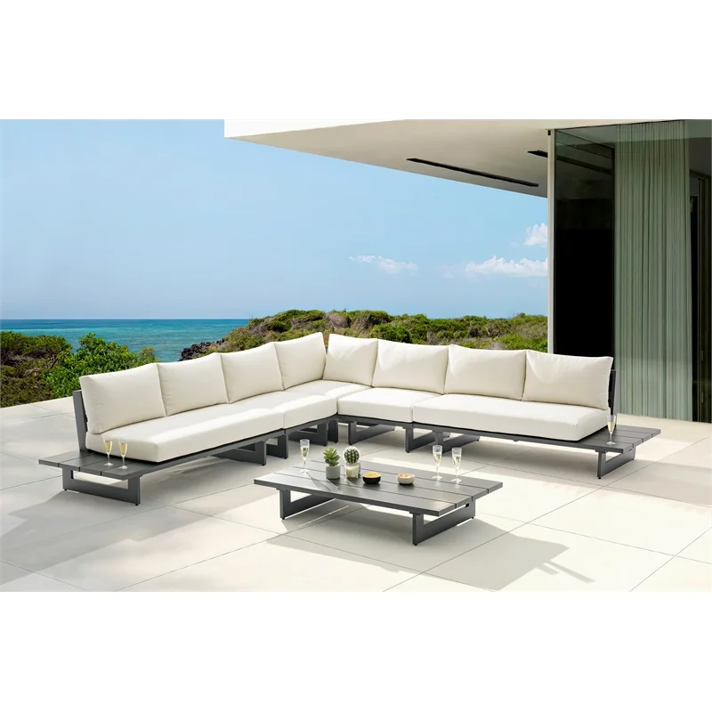 Meridian Furniture Maldives Cream Water Resisting Outdoor Modular Sectional