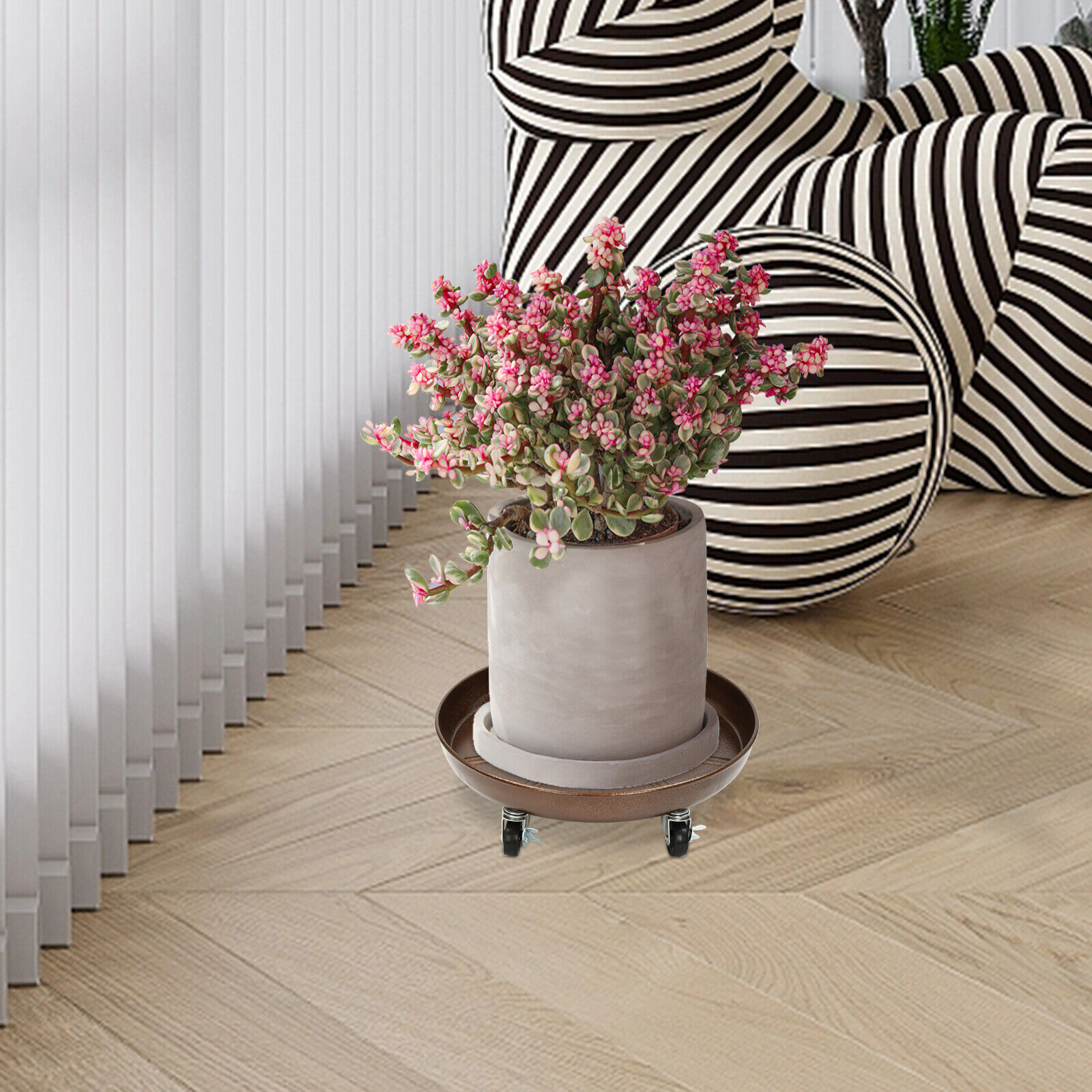 2 x Plant Stand Flowerpot Pot Trolley with Wheels Movable Flexible Plant Saucer +10* Universal Wheels