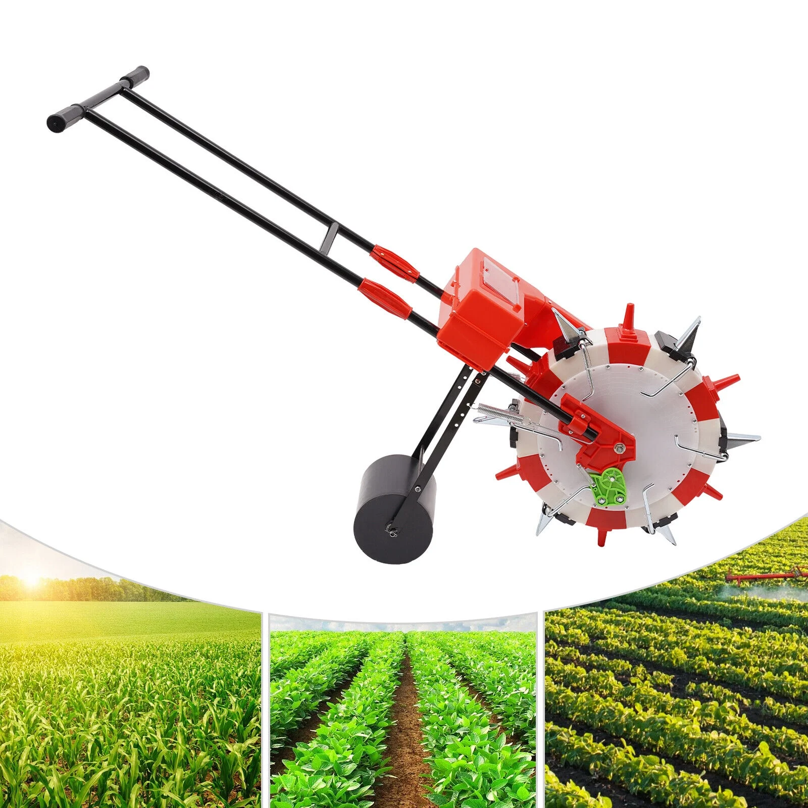 Handheld Seeding Machine 6-Beak Precision Manual Seeder for Peanut Corn Bean Planter,Planting Depth 3.15in,Sowing Spacing 10.24 in (Black and Red)