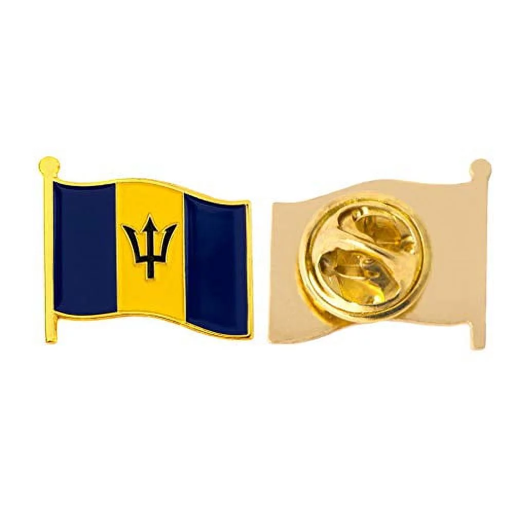 Barbados Country Enamel Made of Metal Souvenir Hat Men Women Patriotic (Waving Flag Lapel Pin)