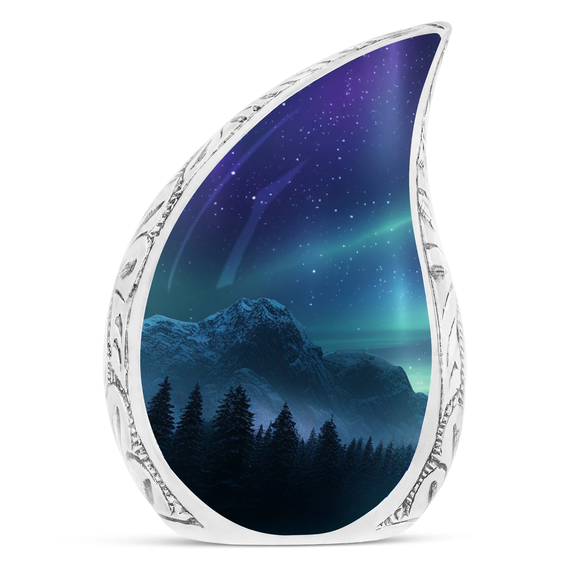Aurora Borealis over Snowy Mountains Small Urn For Human Ashes - Cremation Urns For Human Ashes Adult Male - Urn For Ashes For Women - Human Cremation Urns - Urns For Ashes (Size -3inch,1pcs)