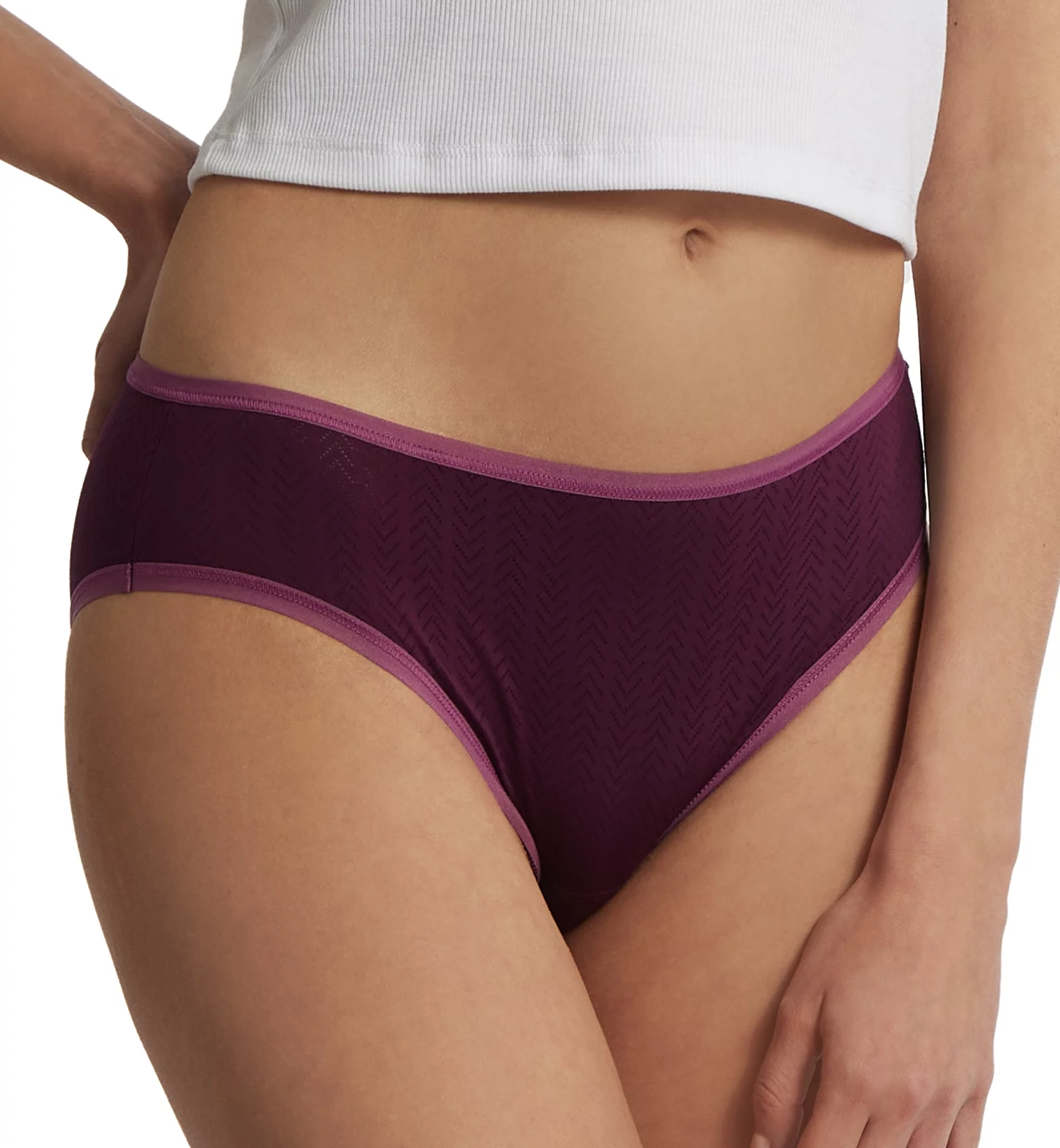 Hanky Panky MoveCalm Ruched Back Brief (2P2184),Medium,Dried Cherry/Damson Plum
