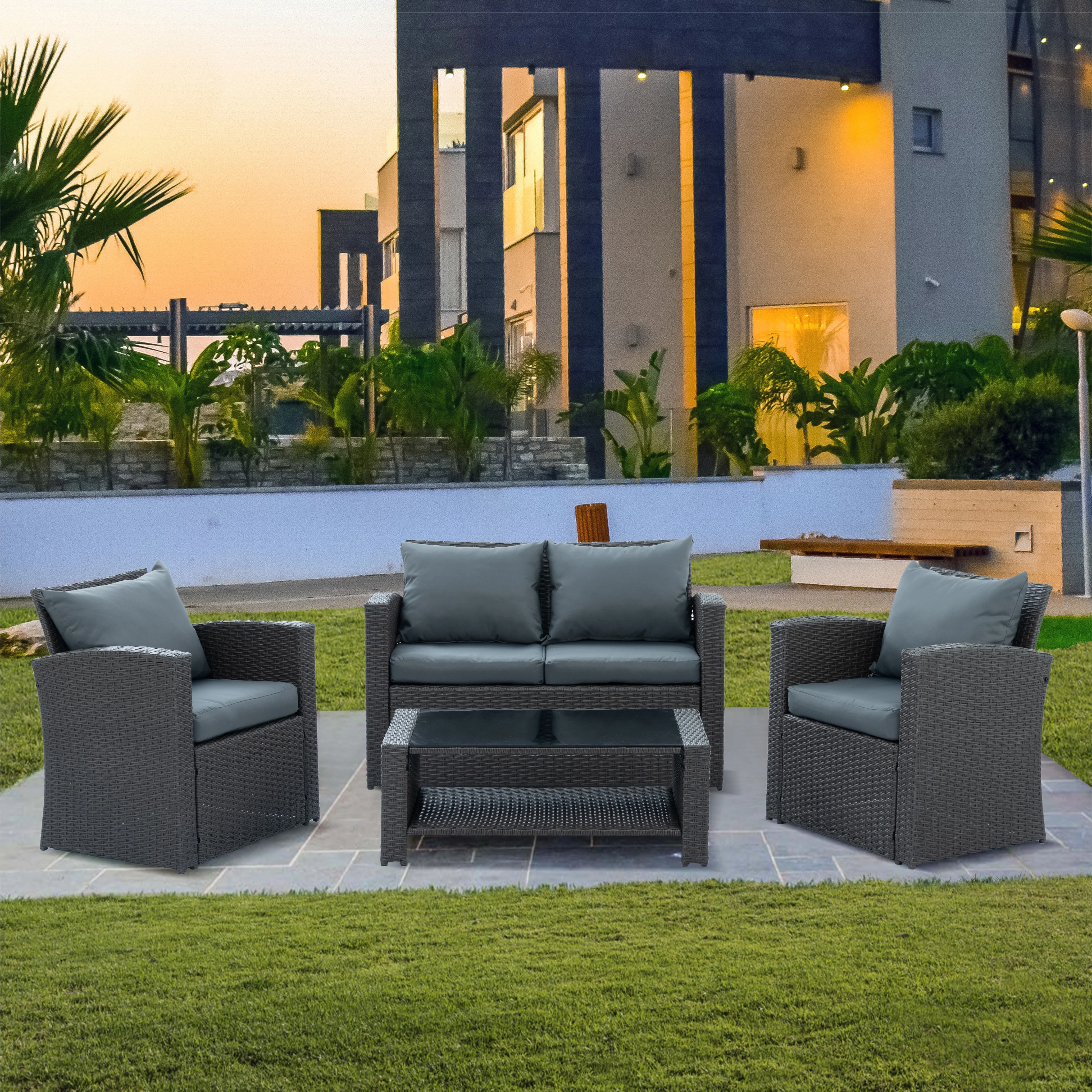 Stylish Outdoor Patio Furniture Set - Two packages - Package 1: 40.16*22.83*14.17 in, Package 2: 42.13*29.53*9.84 in - Transform your space with comfort and style!