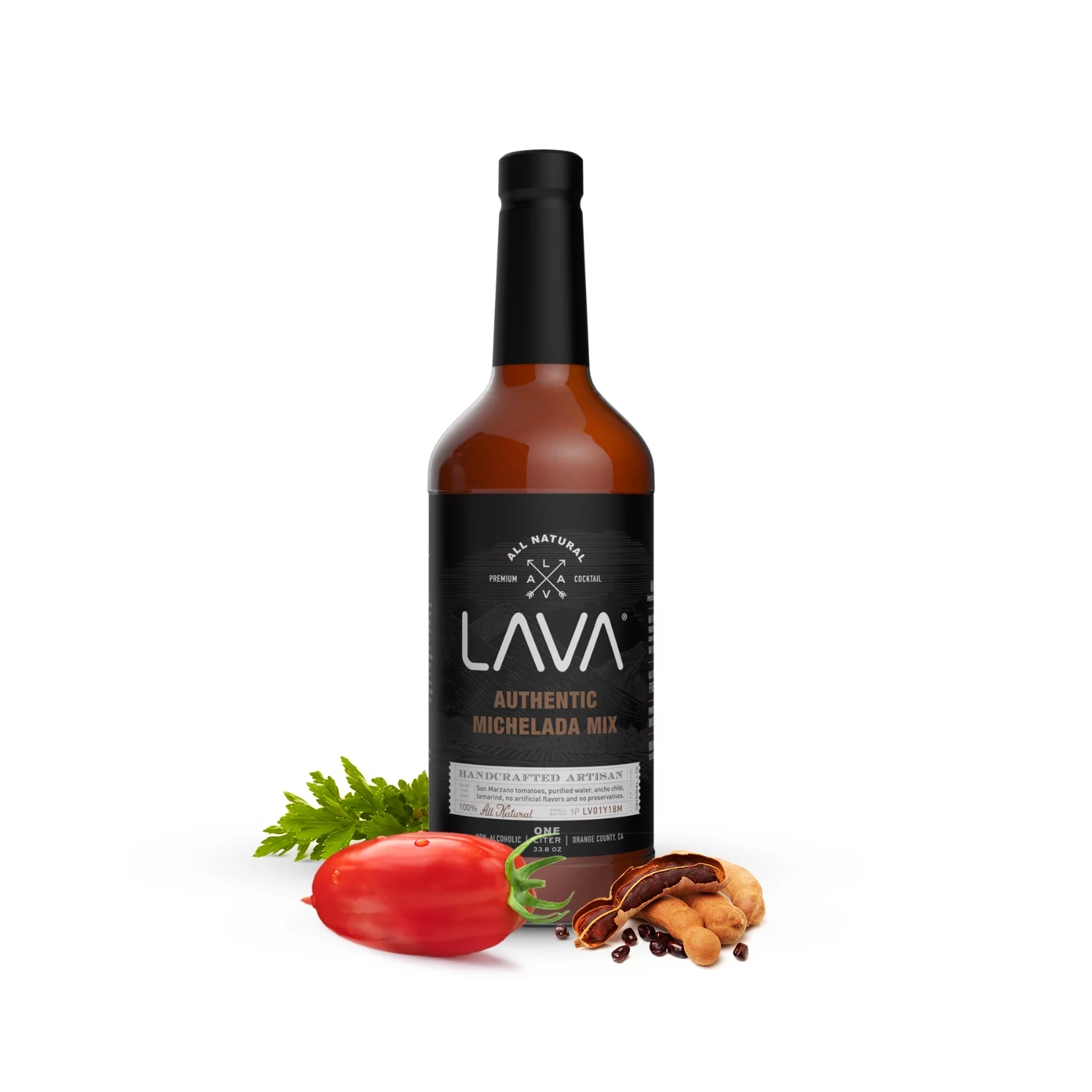 (3-Pack) LAVA All Natural Michelada Mix Craft Cocktail Mixer, Real Tomatoes, Ancho Chile Peppers, Tamarind, Keto Low Carb, Vegan, No Preservatives, Just Add Beer, (3) 1-Liter (33.8oz) Glass Bottles
