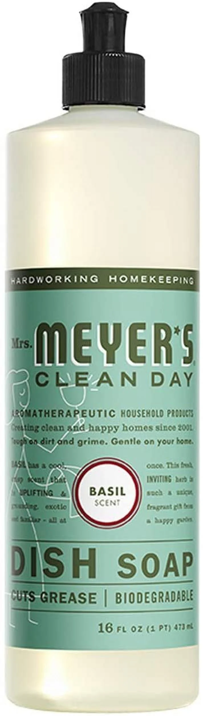 Mrs. Meyers Clean Day Liquid Dish Soap, 1 Pack Basil, 1 Pack Honeysuckle, 16 OZ each