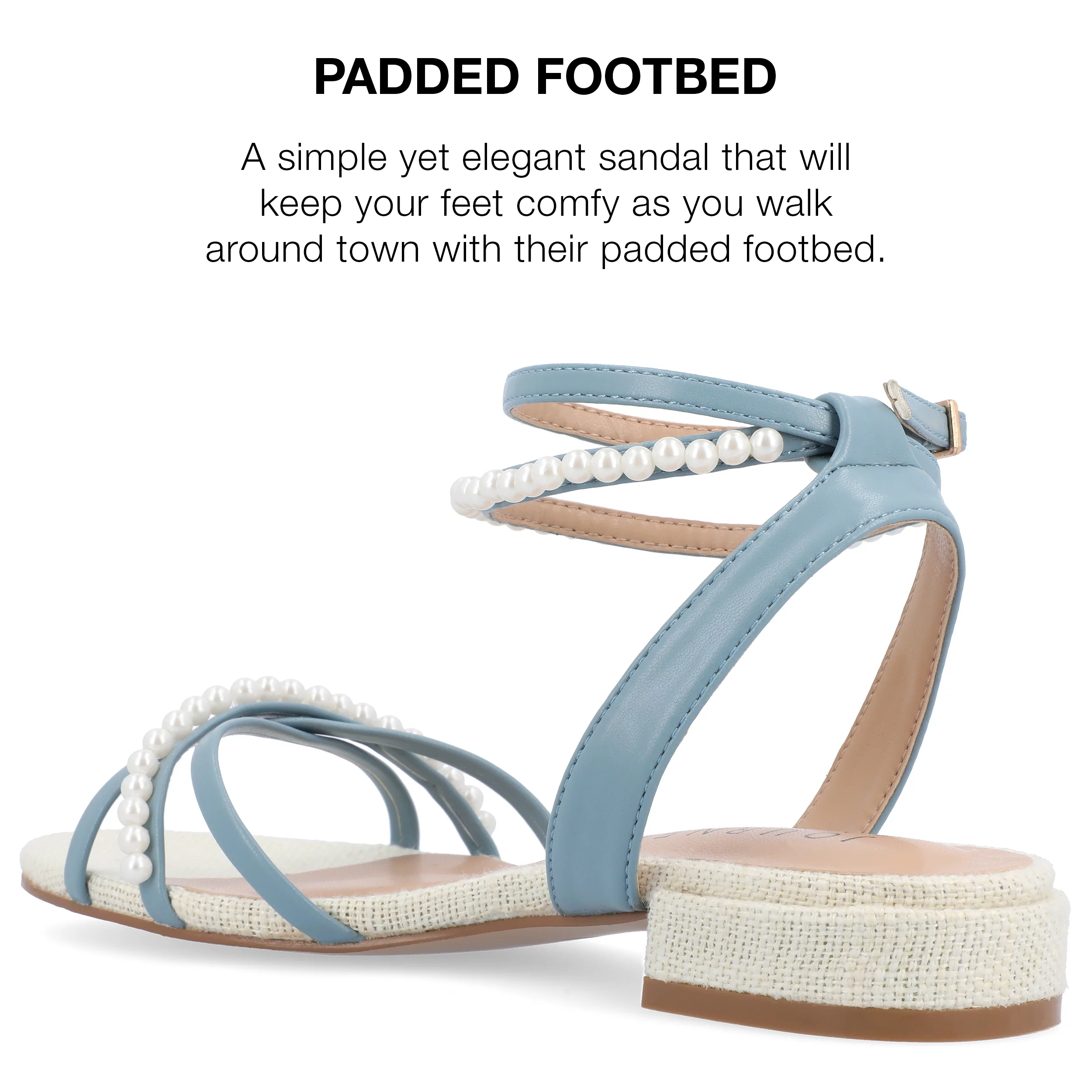 Journee Collection Womens Tulsi Faux Pearl Ankle Strap Covered Block Heel Sandals