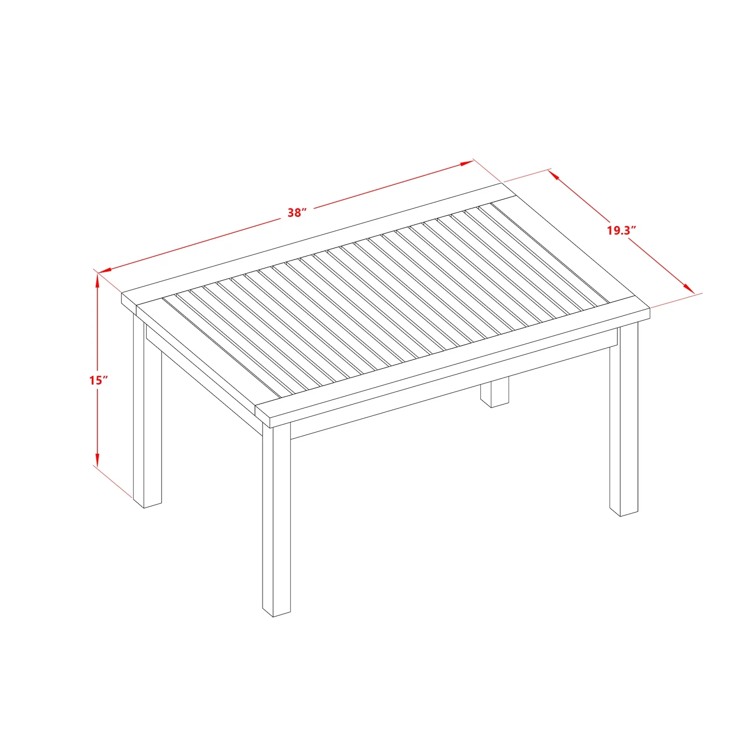 East West Furniture Coppell 4-piece Wood Patio Dining Set in Natural Oil